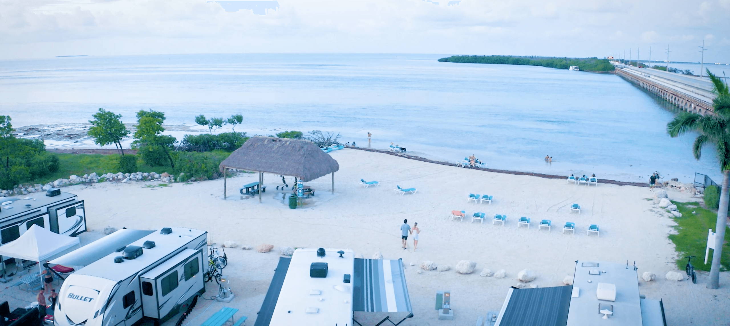 Aerial oceanside view while RV camping in the East coast.